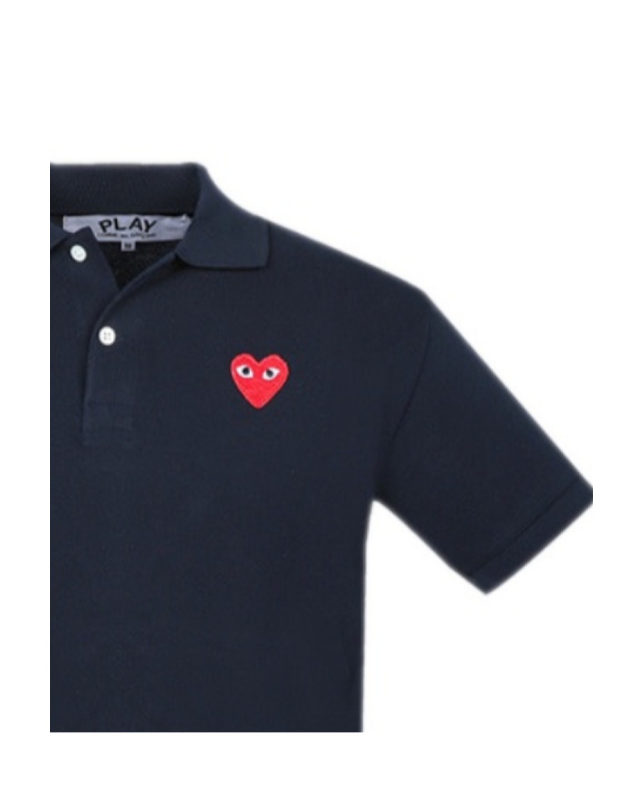 Comme Des Garçons Heart-patch Cotton Polo Shirt In Black