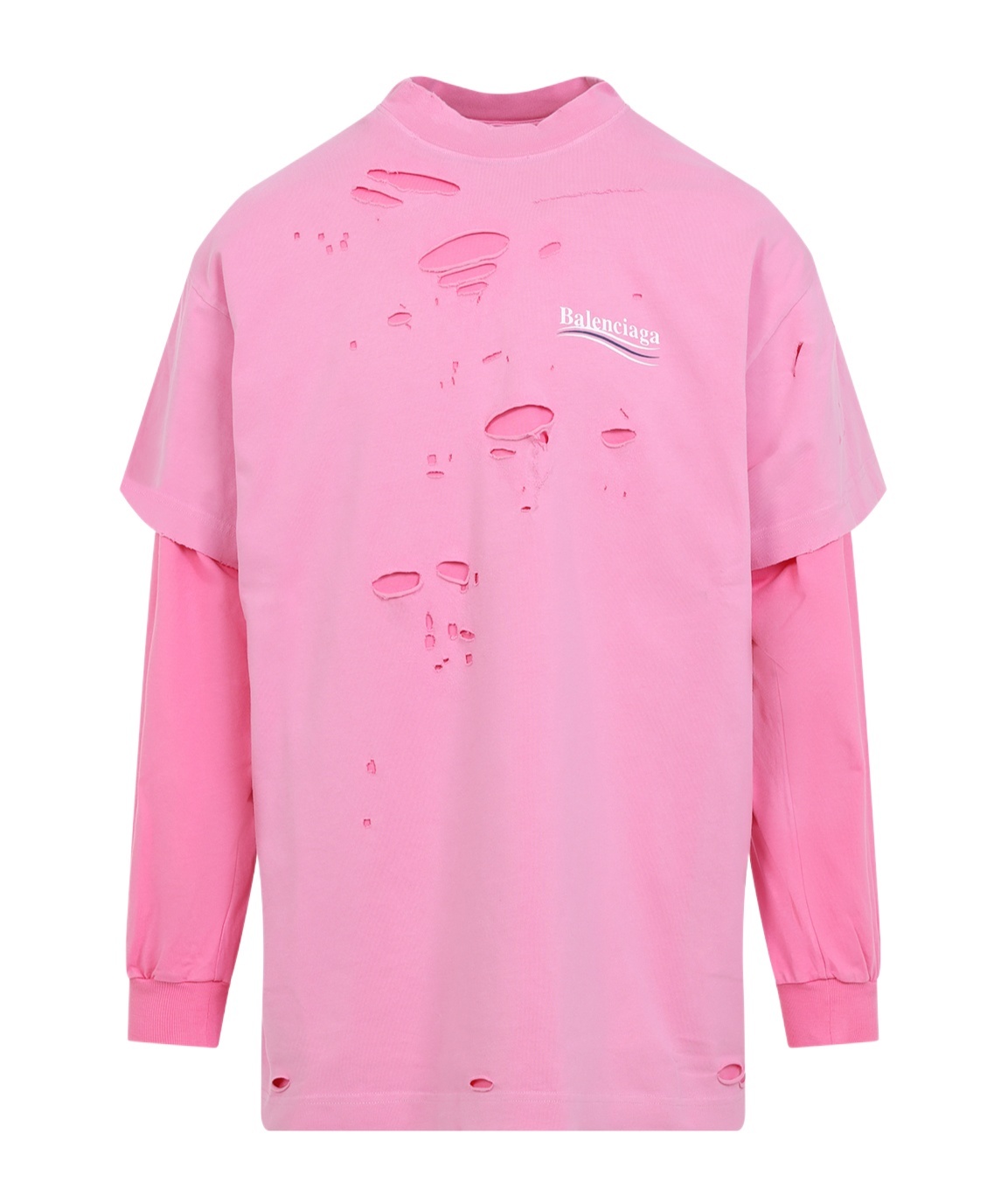 Balenciaga Pink Political Campaign Long Sleeve Layered T