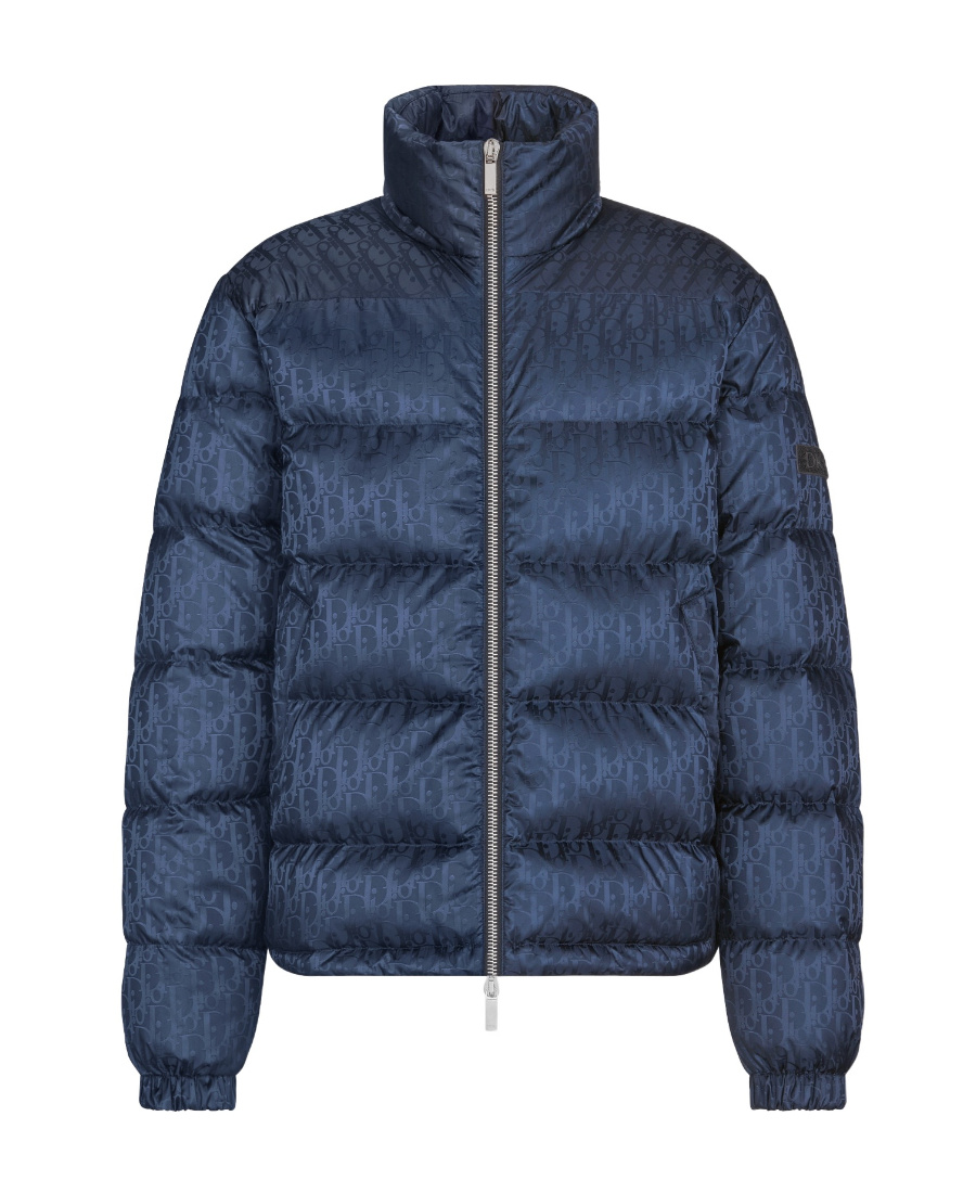 Dior Long-sleeved Quilted Down Jacket In Blue