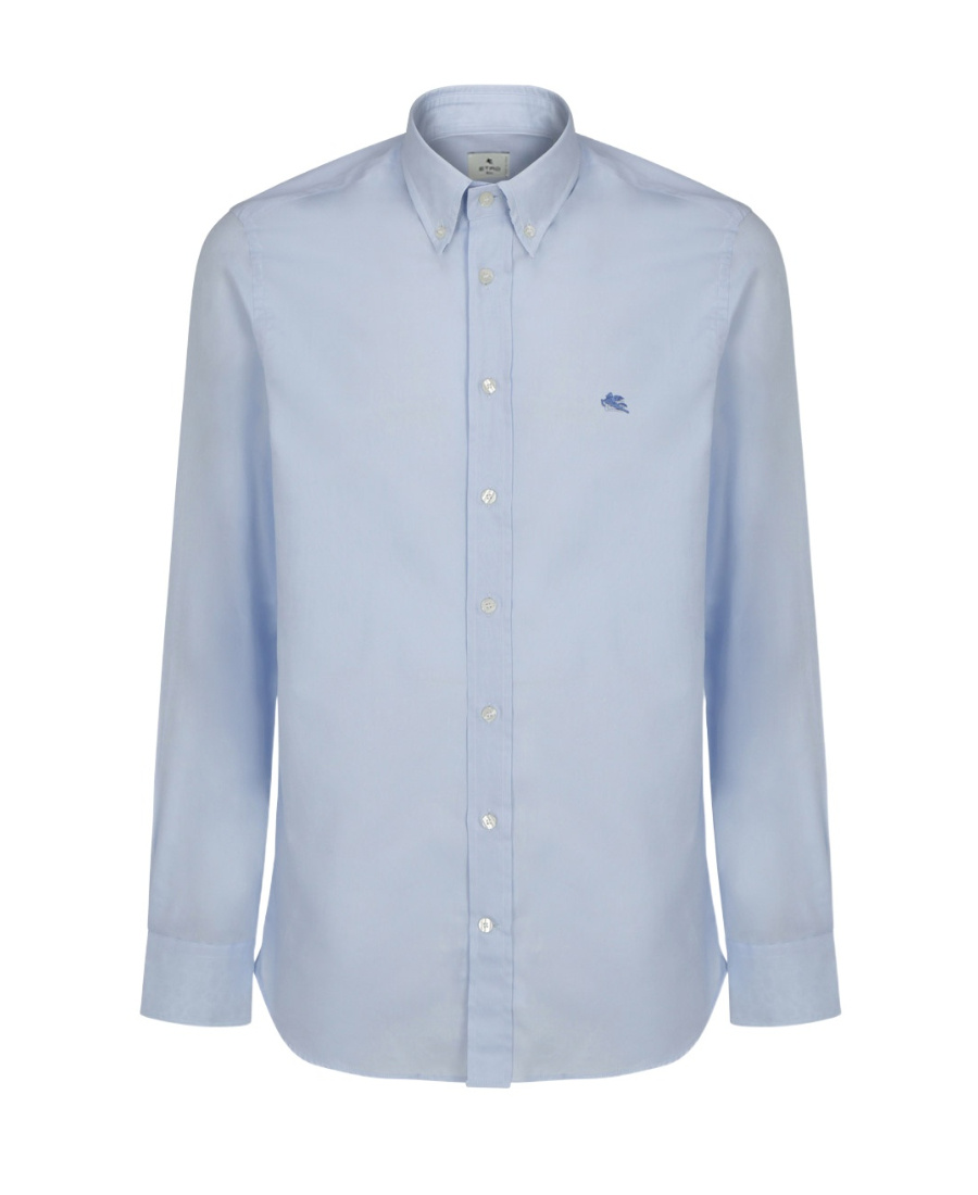 Etro Logo-embroidered Button-down Shirt In Blue