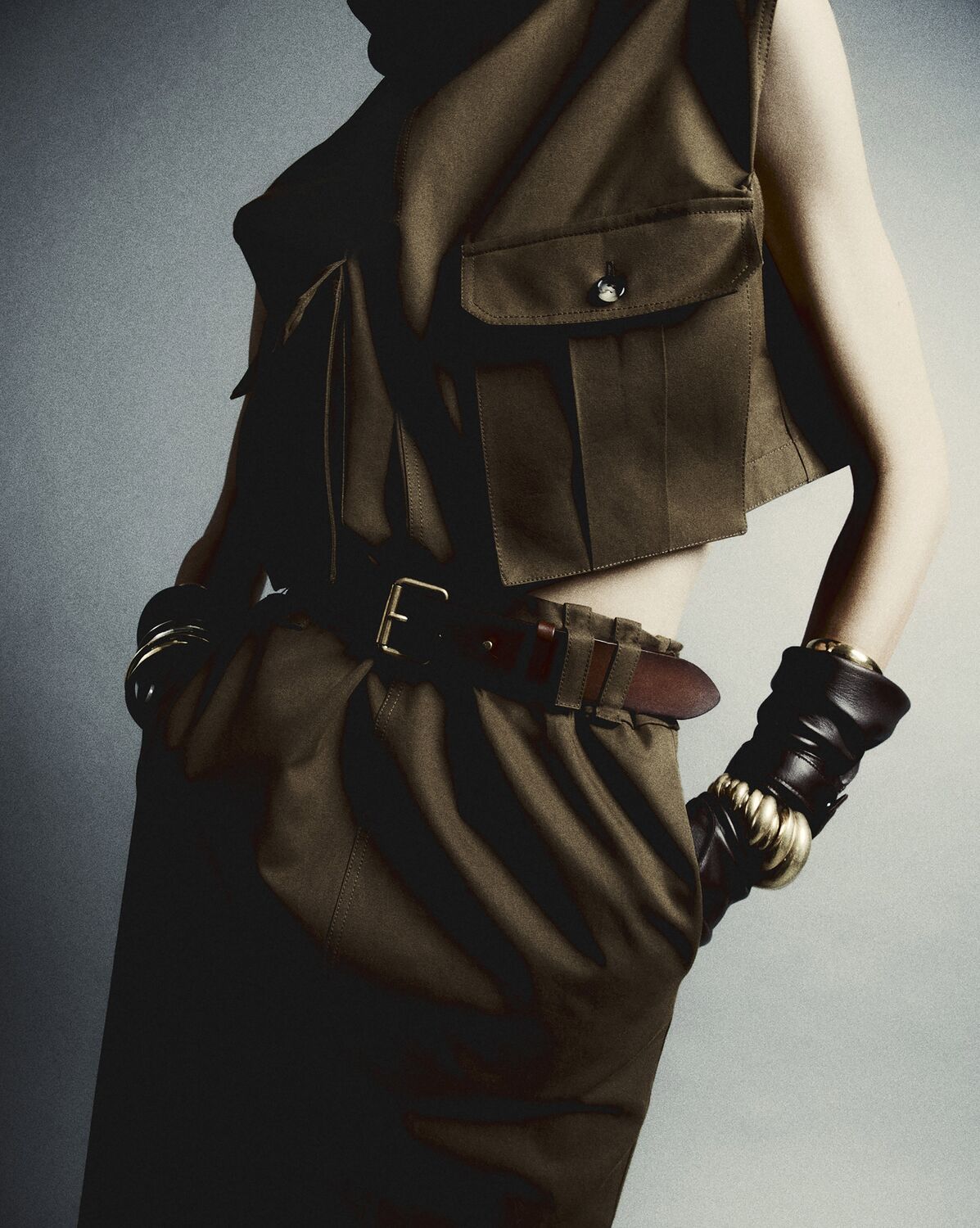 SAINT LAURENT CUT-OUT DRESS IN COTTON TWILL