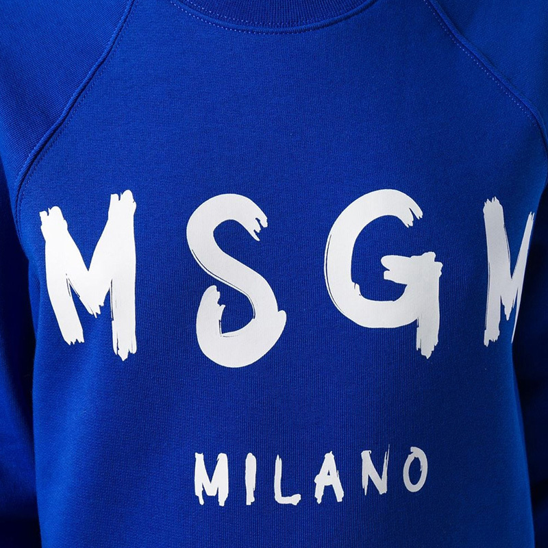 Msgm Printed Logo Sweater In Blue