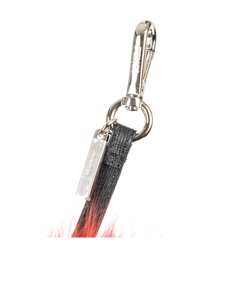 Fendi Eye Pattern Fox Fur Key Chain In Black