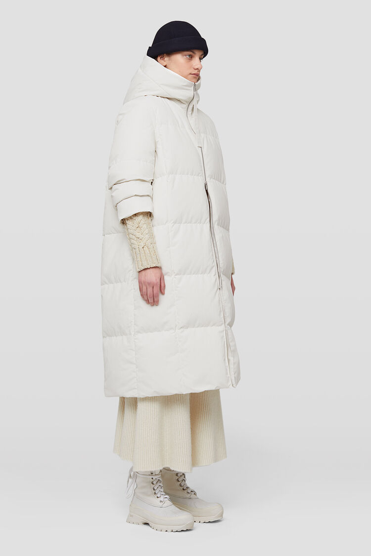 Jil Sander Quilted Long Down Jacket In White