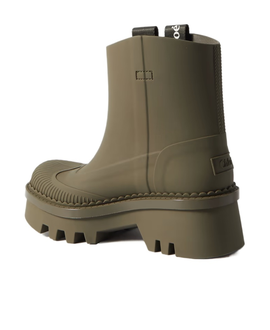 Chloé Elegant Grape Leaf Rain Boots With 5.5 Cm Heel In Brown