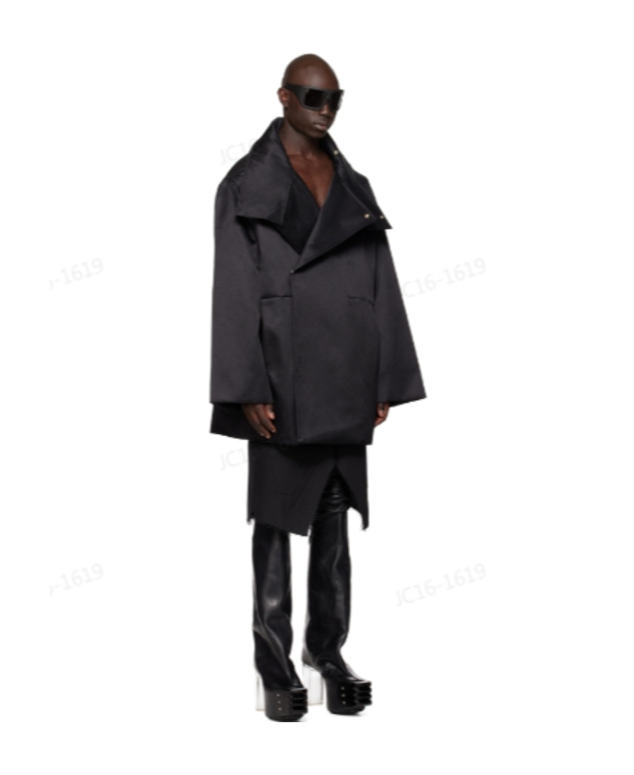 Rick Owens Long-sleeved Down Jacket With Standing Collar In Black