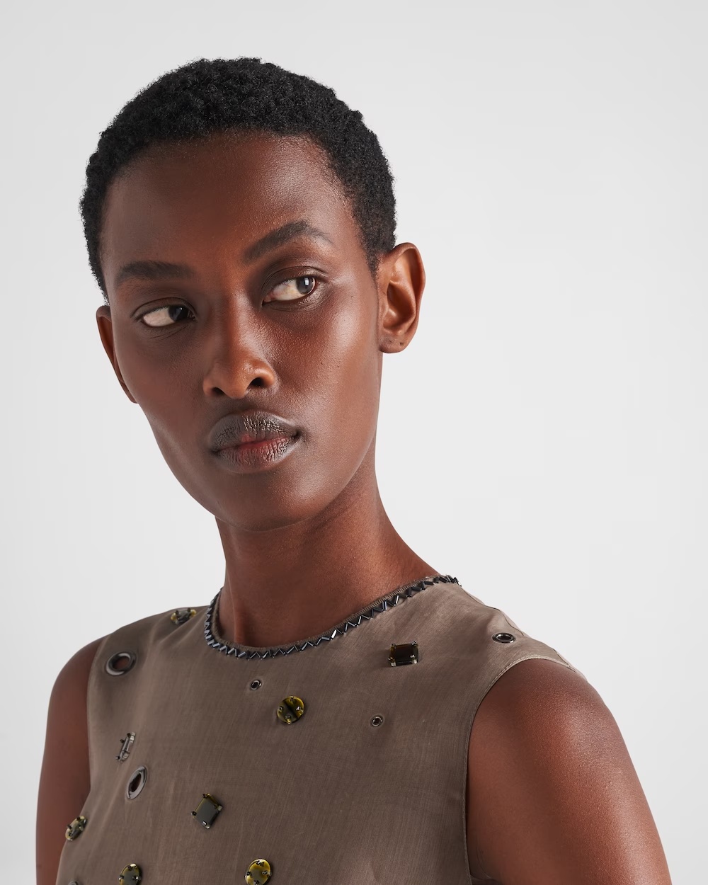 Prada Embroidered Sheer Silk Midi Dress In Military Green