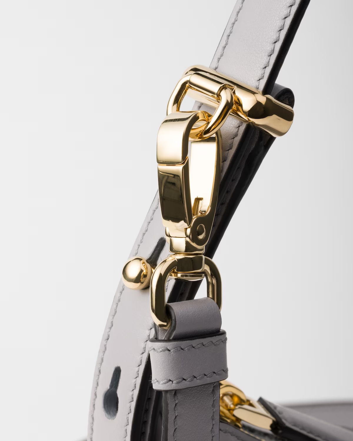 Prada Light Grey Leather Arque Bag Women In Gray