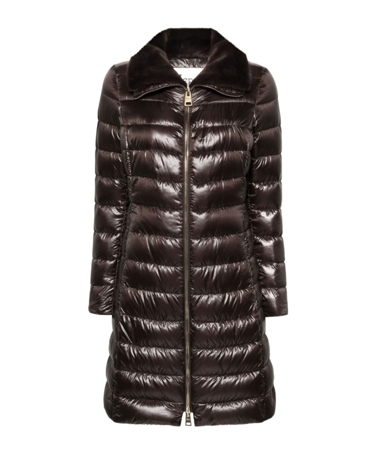 Herno Long Padded Puffer Coat With Faux Fur In Black