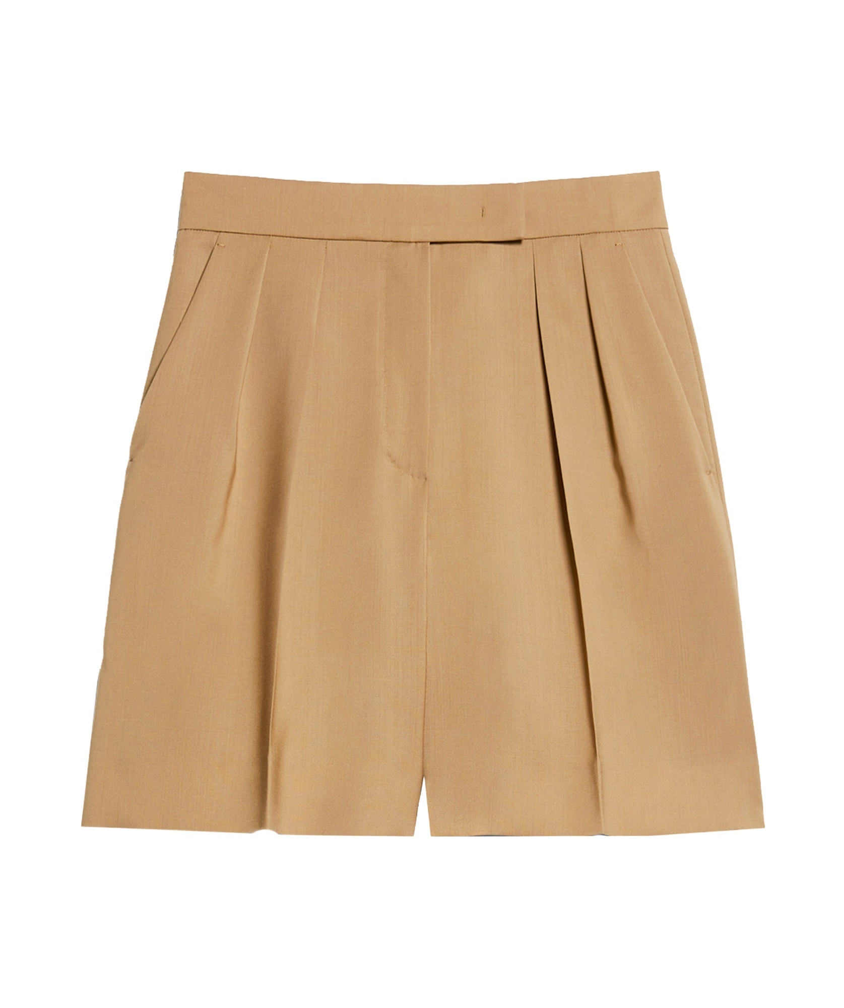 Shop Max Mara Jessica Pleat Detailed Shorts In Nude
