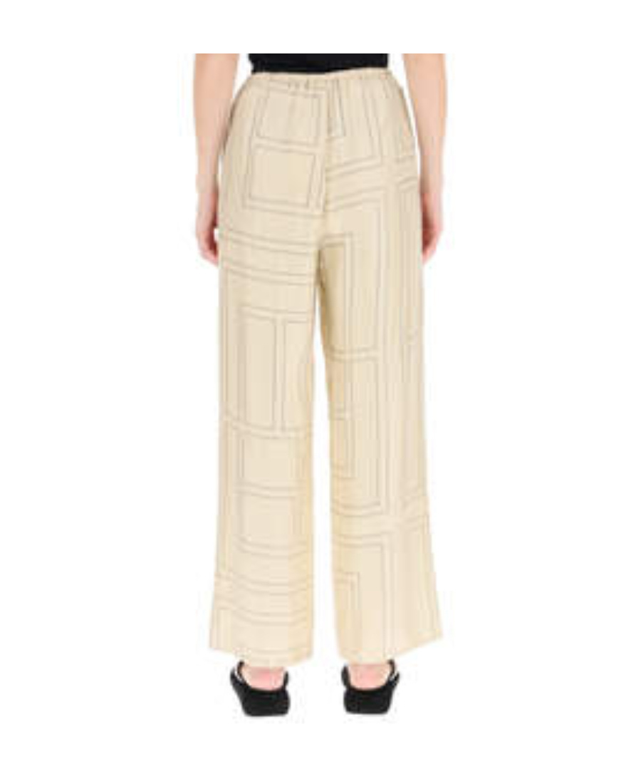 Totême Monogram Silk Straight-leg Ankle Pajama Pants In Brown