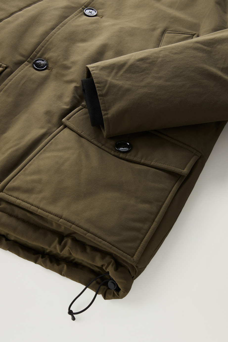 Woolrich Feather Down Padded Parka With Concealed Hood In Green