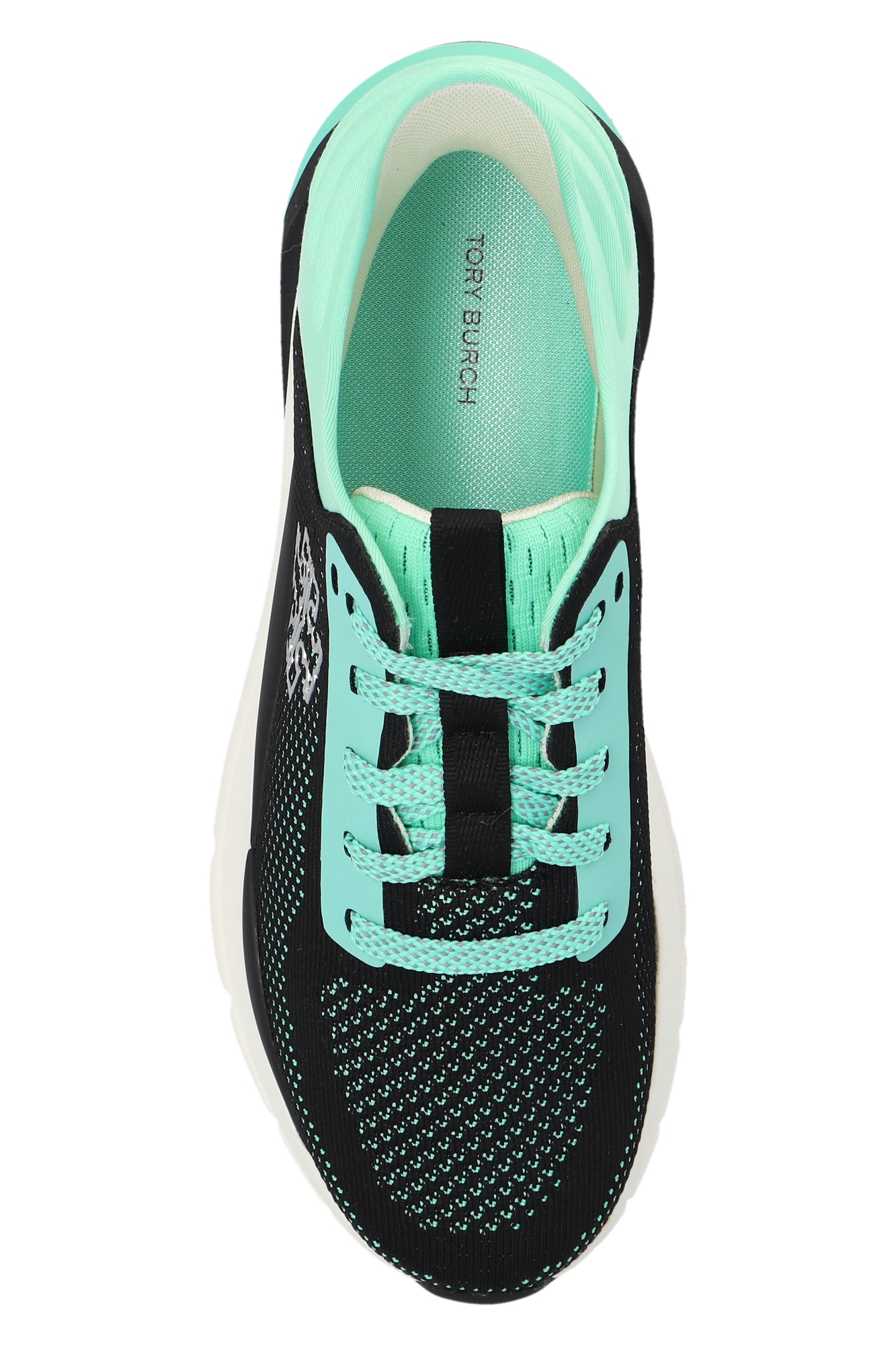 Tory Burch Good Luck Mesh And Leather Sneakers In Black
