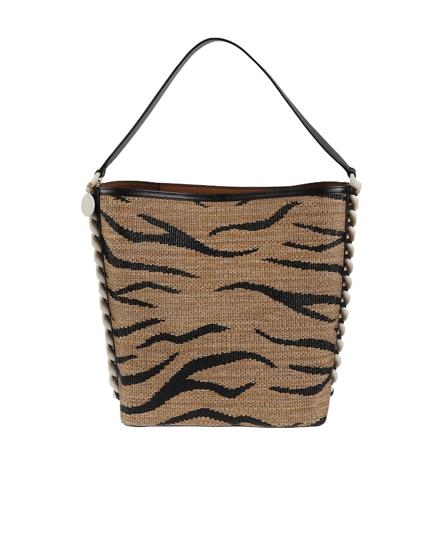 Stella Mccartney Tiger Stripe Printed Top Handle Bag In Brown