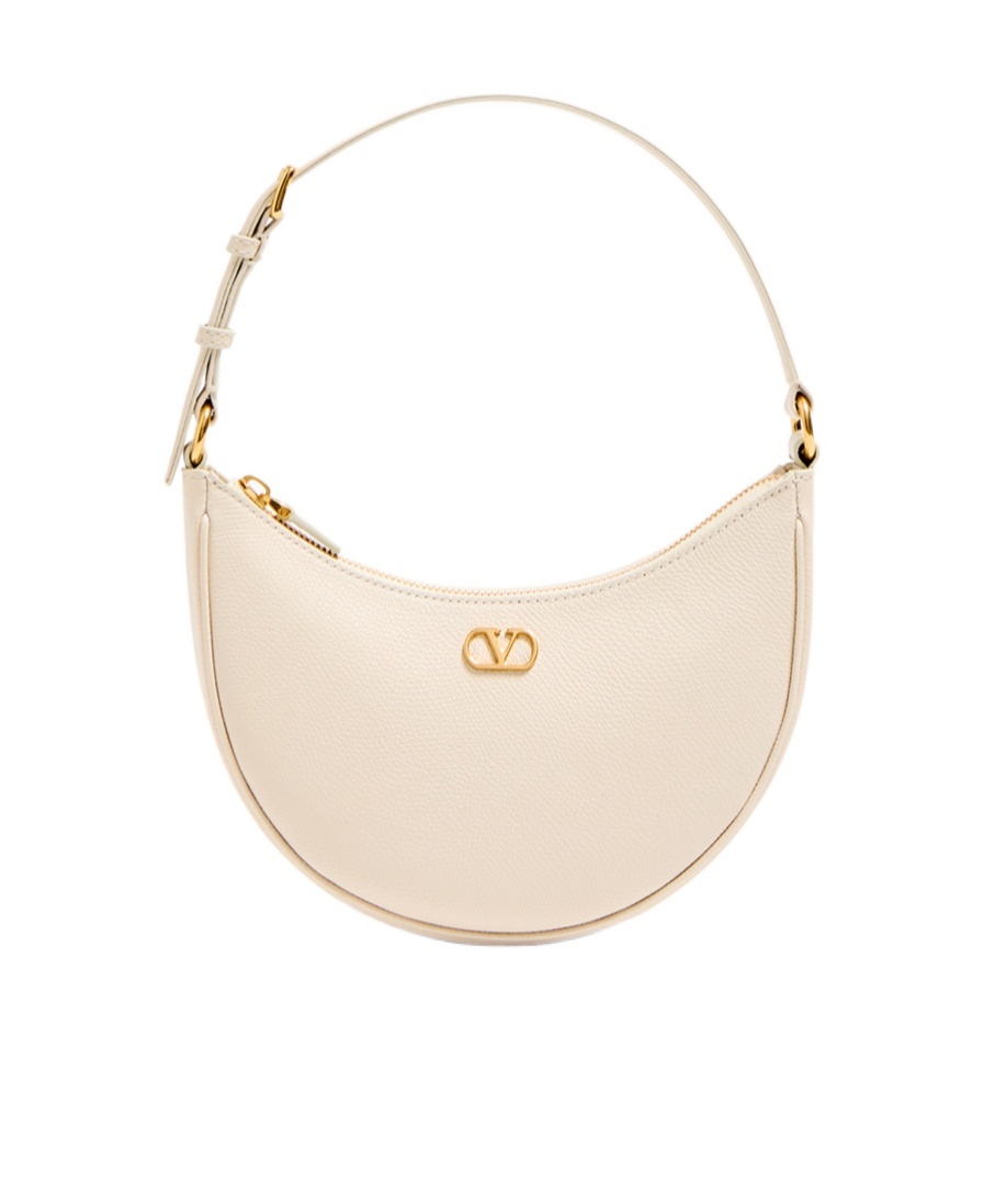 Valentino Vlogo Signature Mini Leather Hobo Bag In Nude