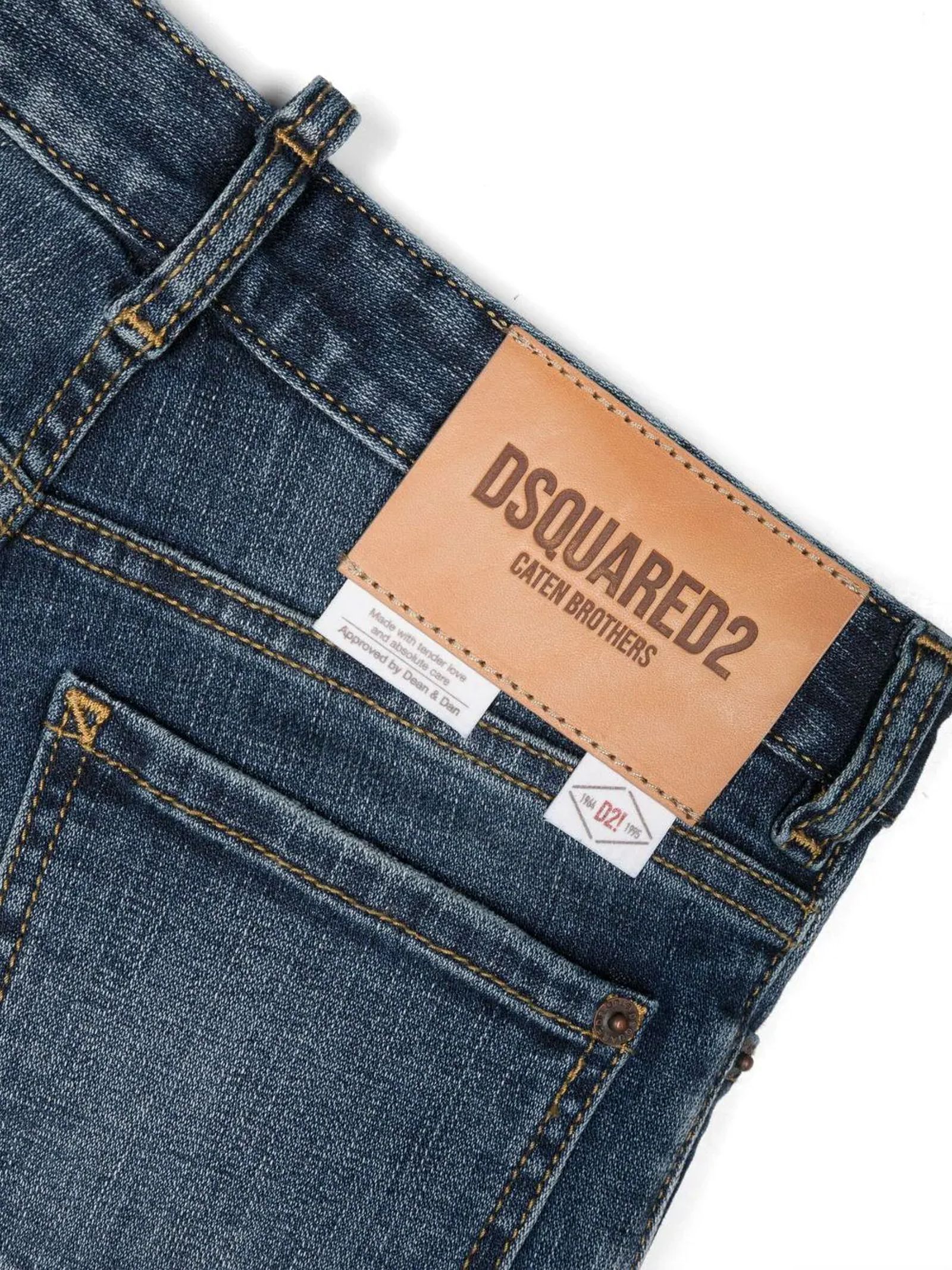 Dsquared2 Imitation Old Logo Jeans In White