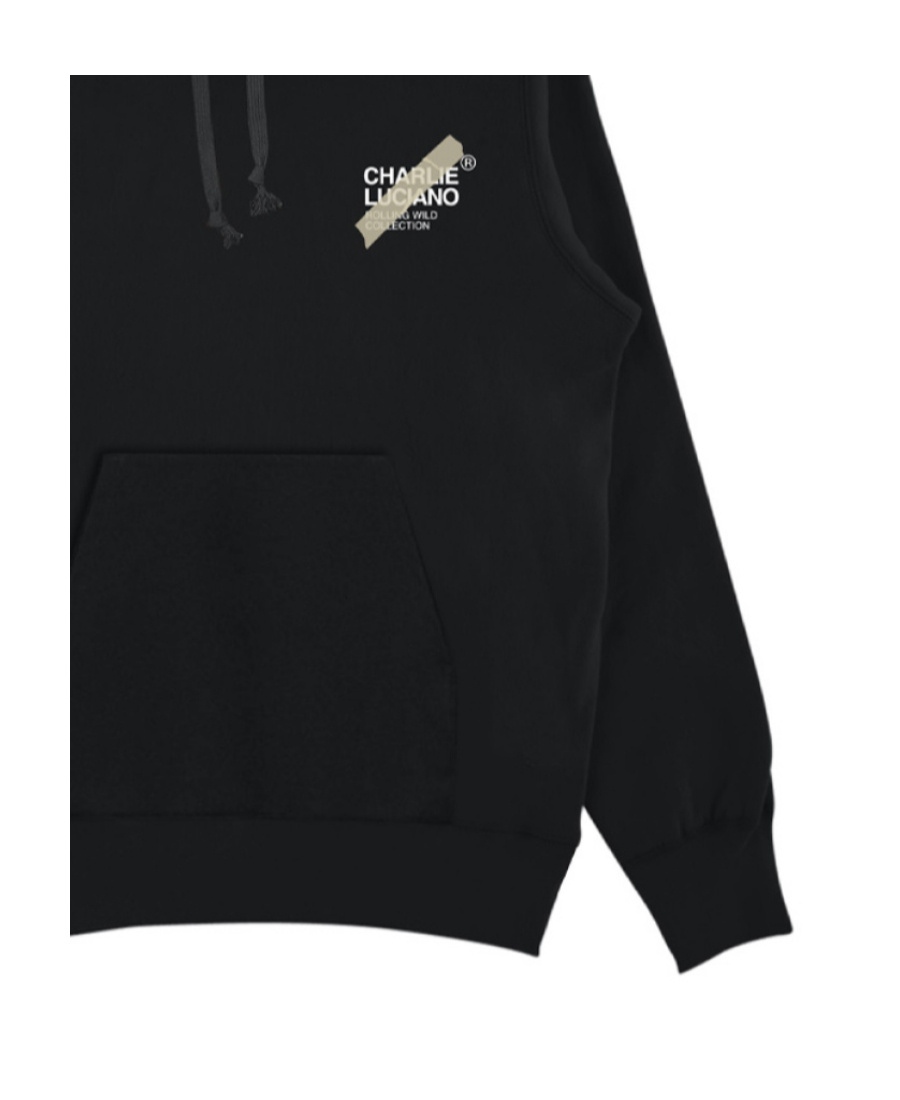 Charlie Luciano Black Logo Detail Hoodie In Black