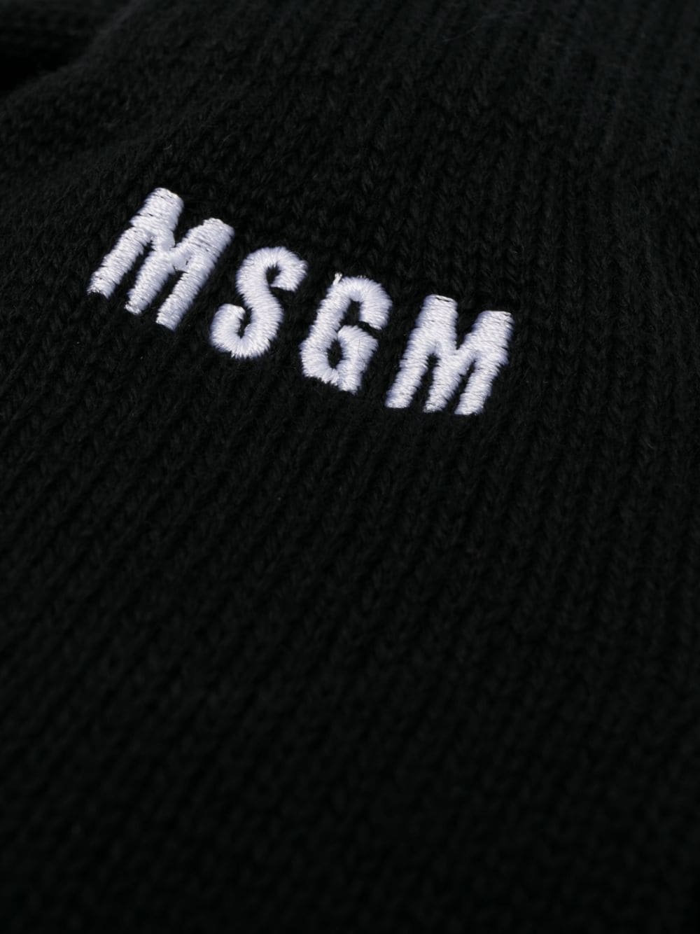 Msgm Logo-embroidered Knitted Gloves In Black