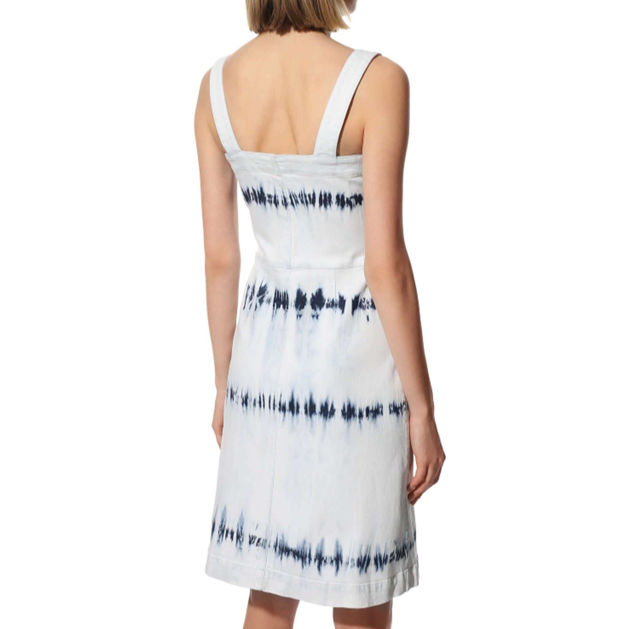 Stella Mccartney Tie-dye Bleach Denim Button-front Dress In White