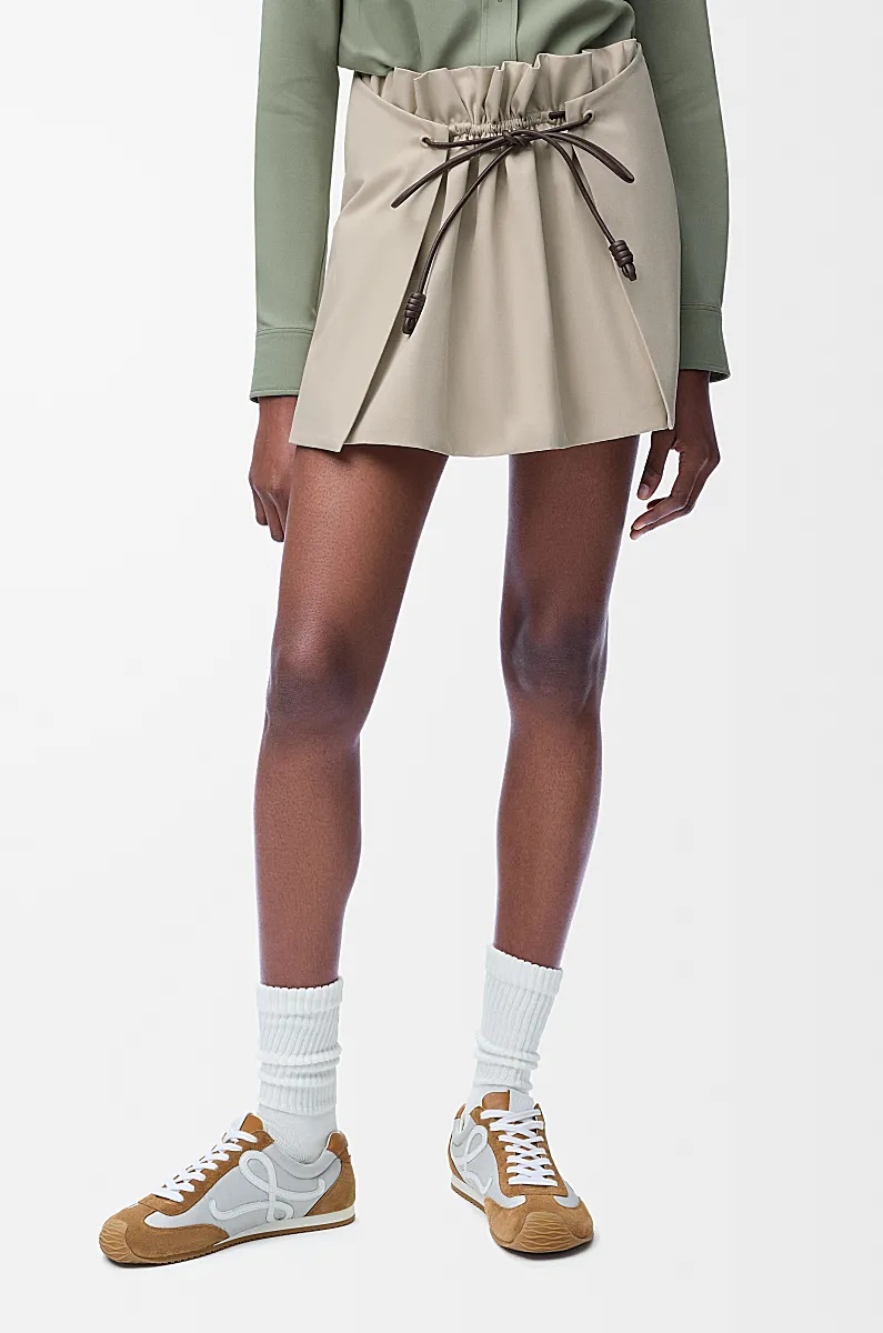 Loewe Tie-detail Mini Skirt In Neutral