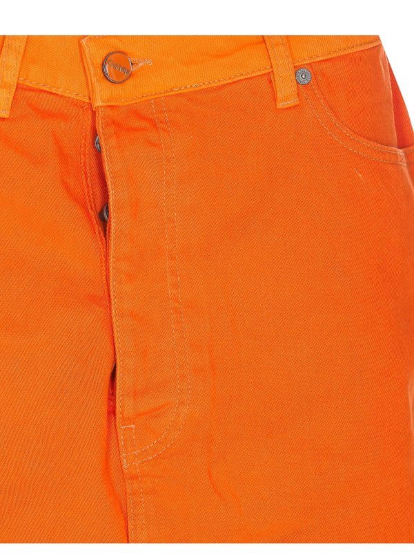 Ganni Orange Cutline Denim Miniskirt In Orange