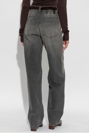 Darkpark Straight Leg Denim Fur Belt In Gray