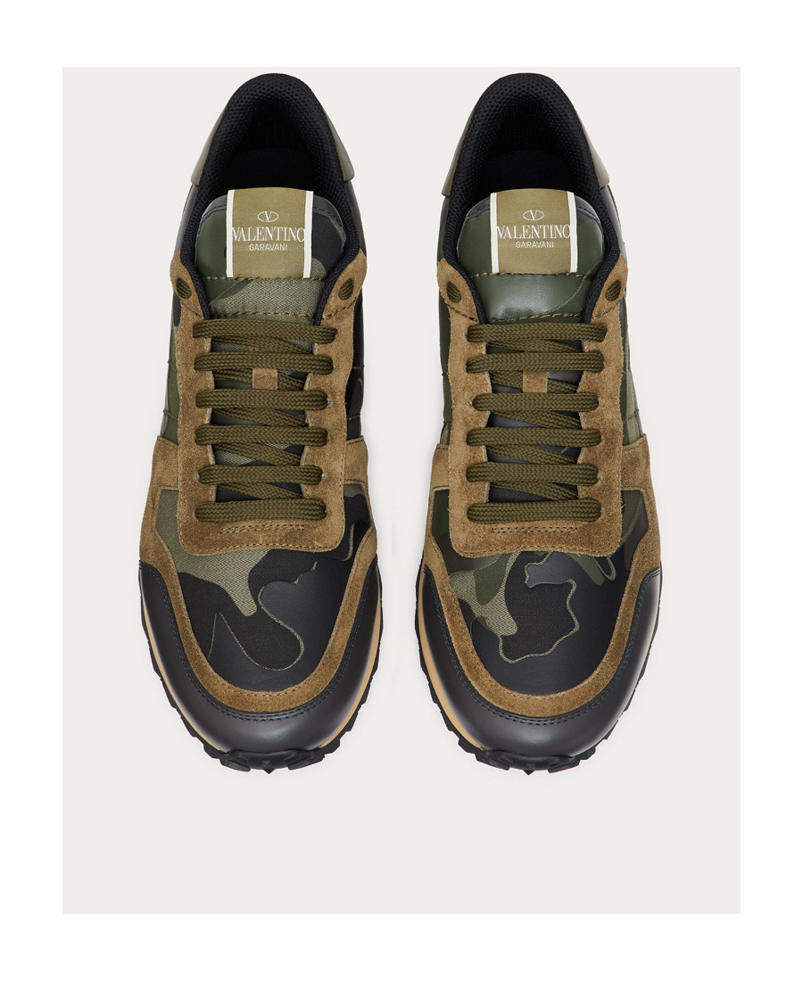 Shop Valentino Camouflage Rockrunner Sneaker In Black