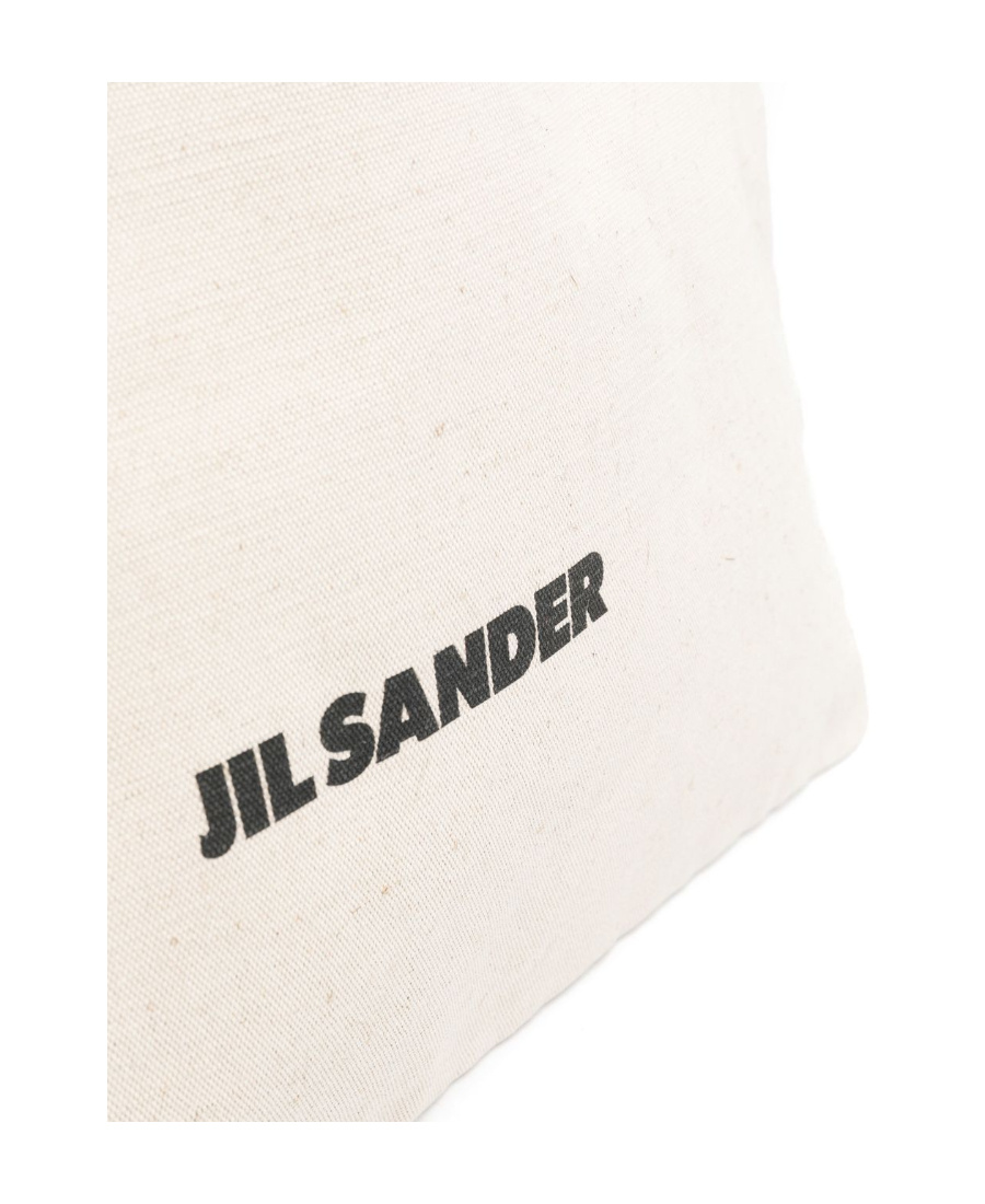 Shop Jil Sander Logo-print Linen Tote Bag In Nude