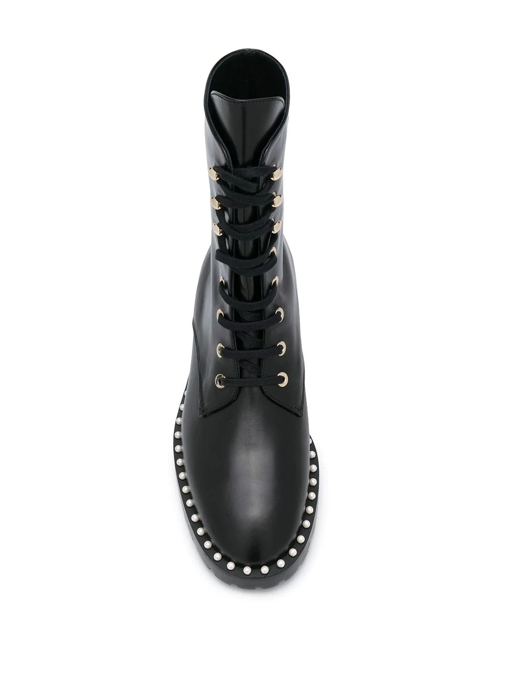 Stuart Weitzman Reverie Leather Lace-up Booties In Black