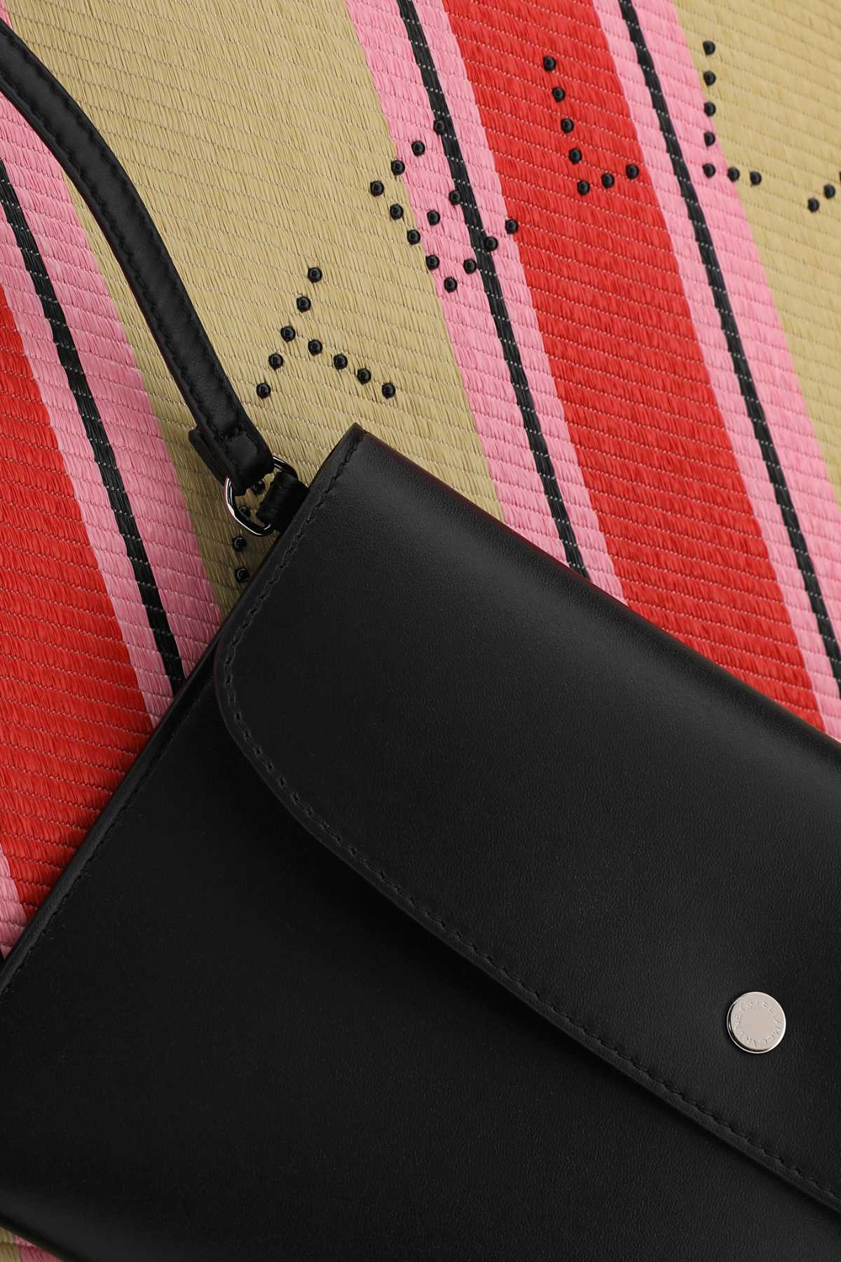 Stella Mccartney Striped Logo Embellished Tote Bag In Nude