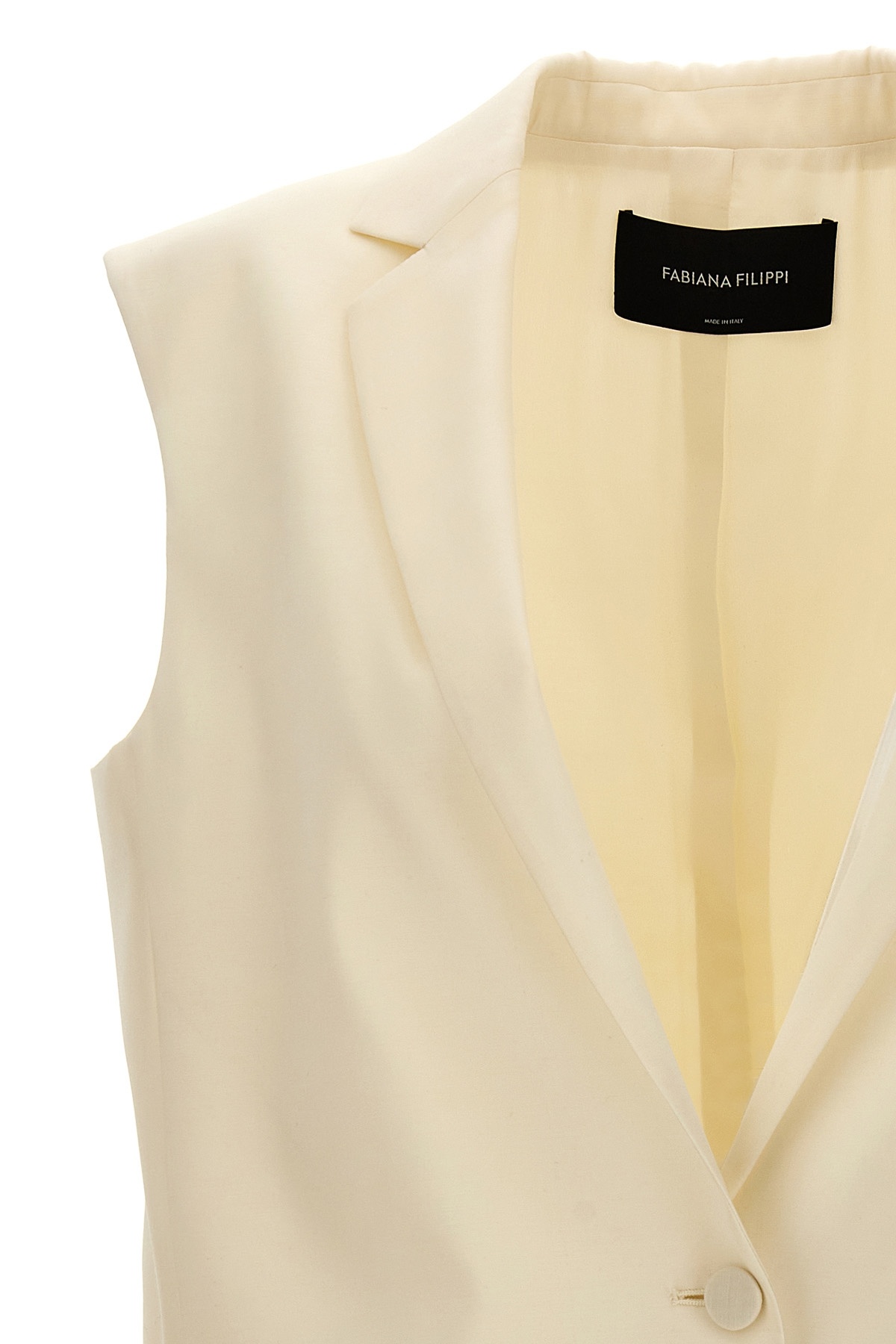 Fabiana Filippi Single-button Straight Wool-silk Vest In Nude
