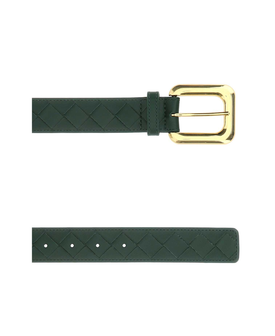 Bottega Veneta Bottle Green Leather Belt In Green
