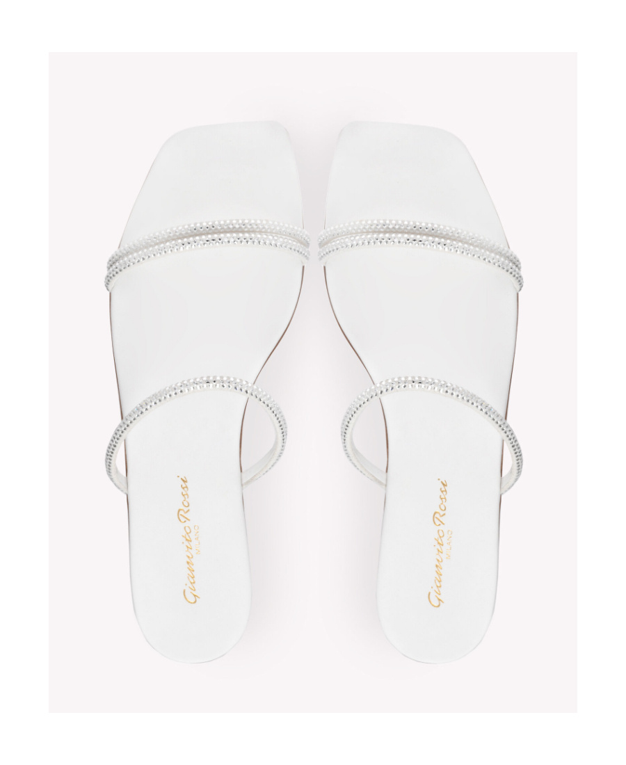 Gianvito Rossi Luxurious Rhinestone Cannes Sandals 2025 In White