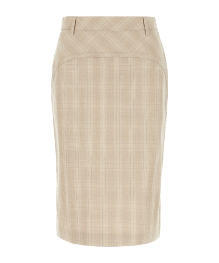 Iceberg Check Ruffled Midi Skirt In Nude
