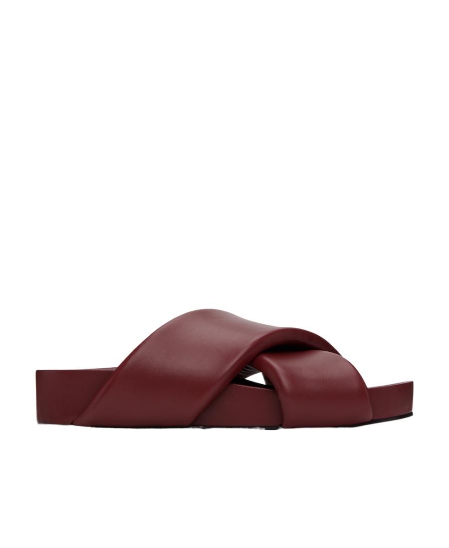Jil Sander Crossover Leather Sandals In Brown