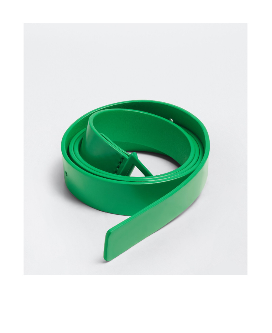 Bottega Veneta Triangle-buckle Brushed Thin Belt In Green