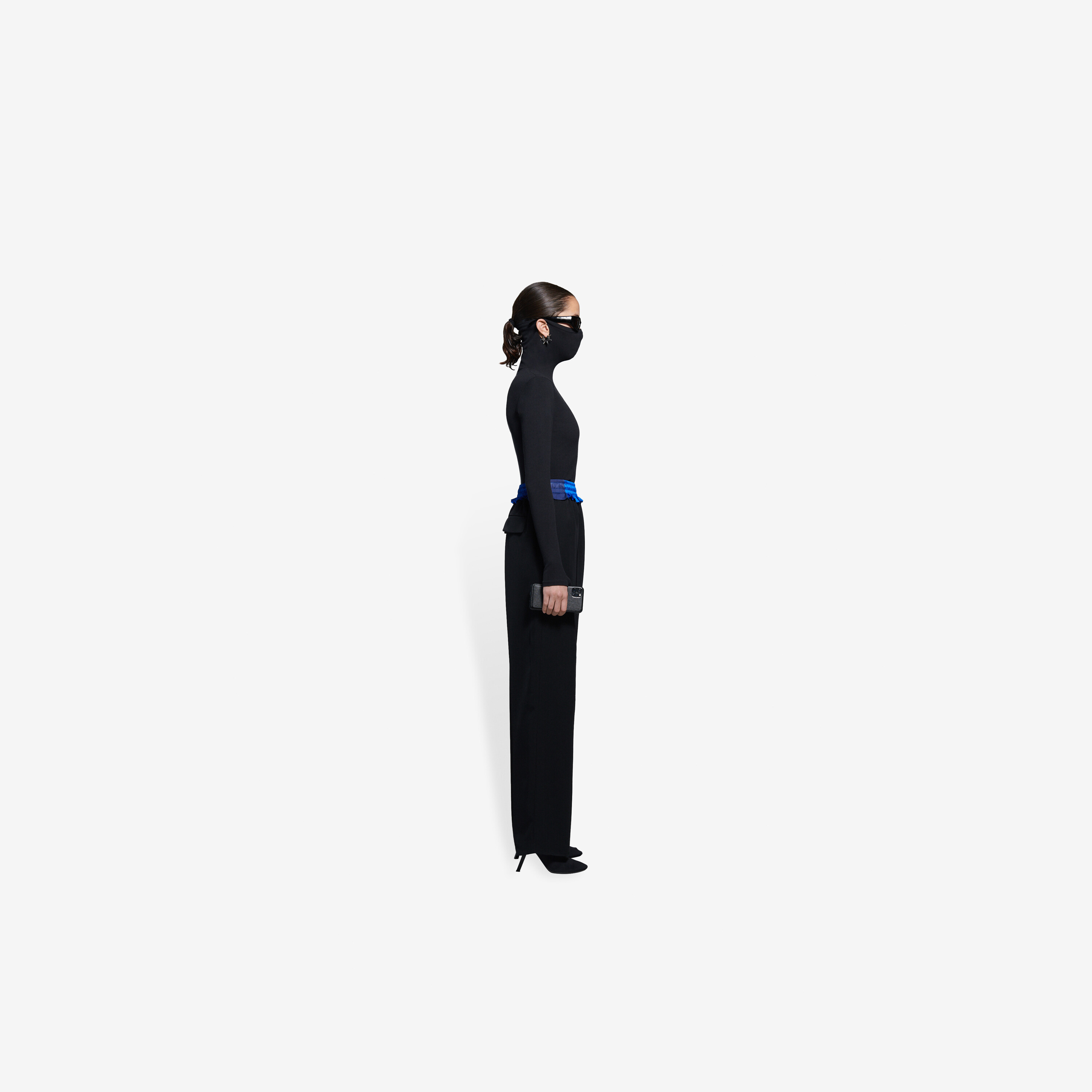 Balenciaga Contrast Waistband Tailored Track Pants In Black