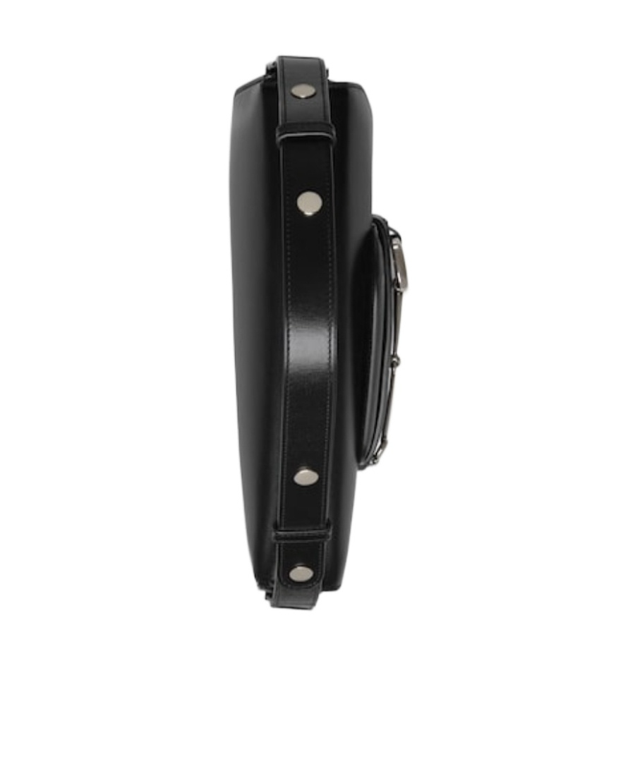 Gucci Leather Shoulder Bag With Iconic Frontal Horsebit In Black