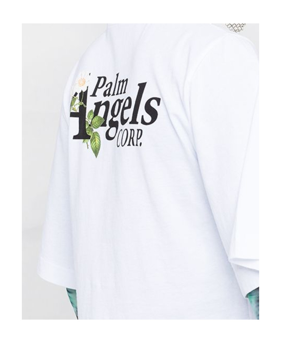 Palm Angels Daisy Logo Cropped T-shirt In White