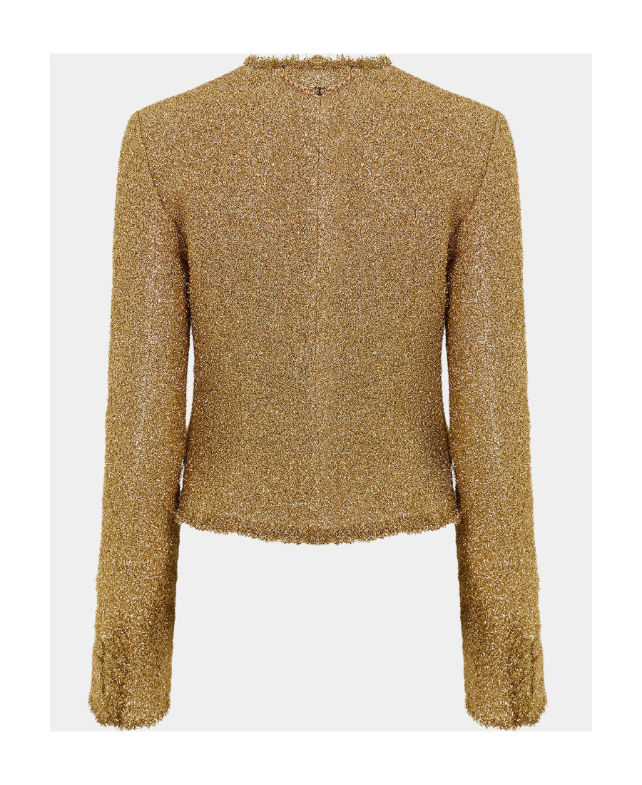 Rabanne Glitter Button Up Cardigan In Brown