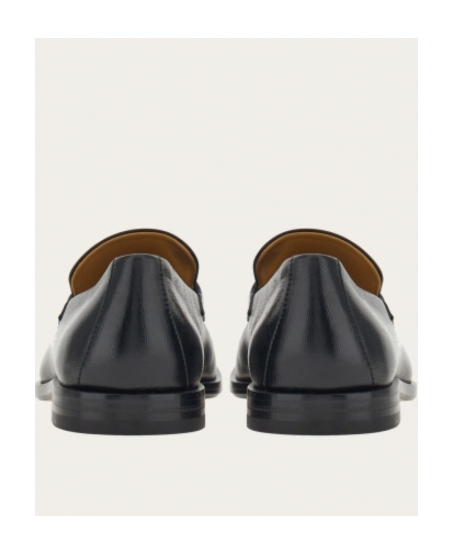Ferragamo Buckle Detail Leather Sole Round Toe Loafers In Black