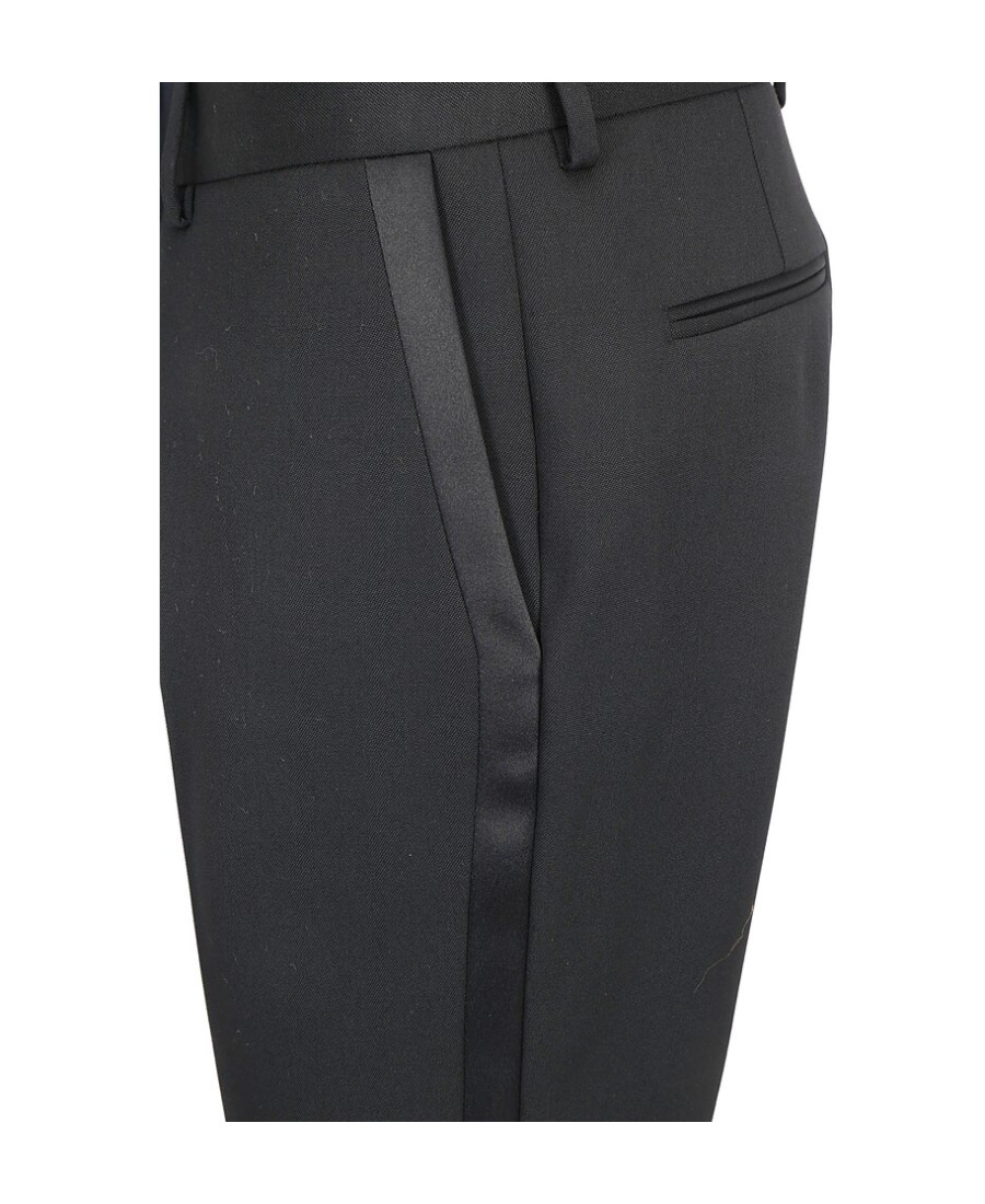 Saint Laurent Tonal Side Stripe Tuxedo Trousers In Black
