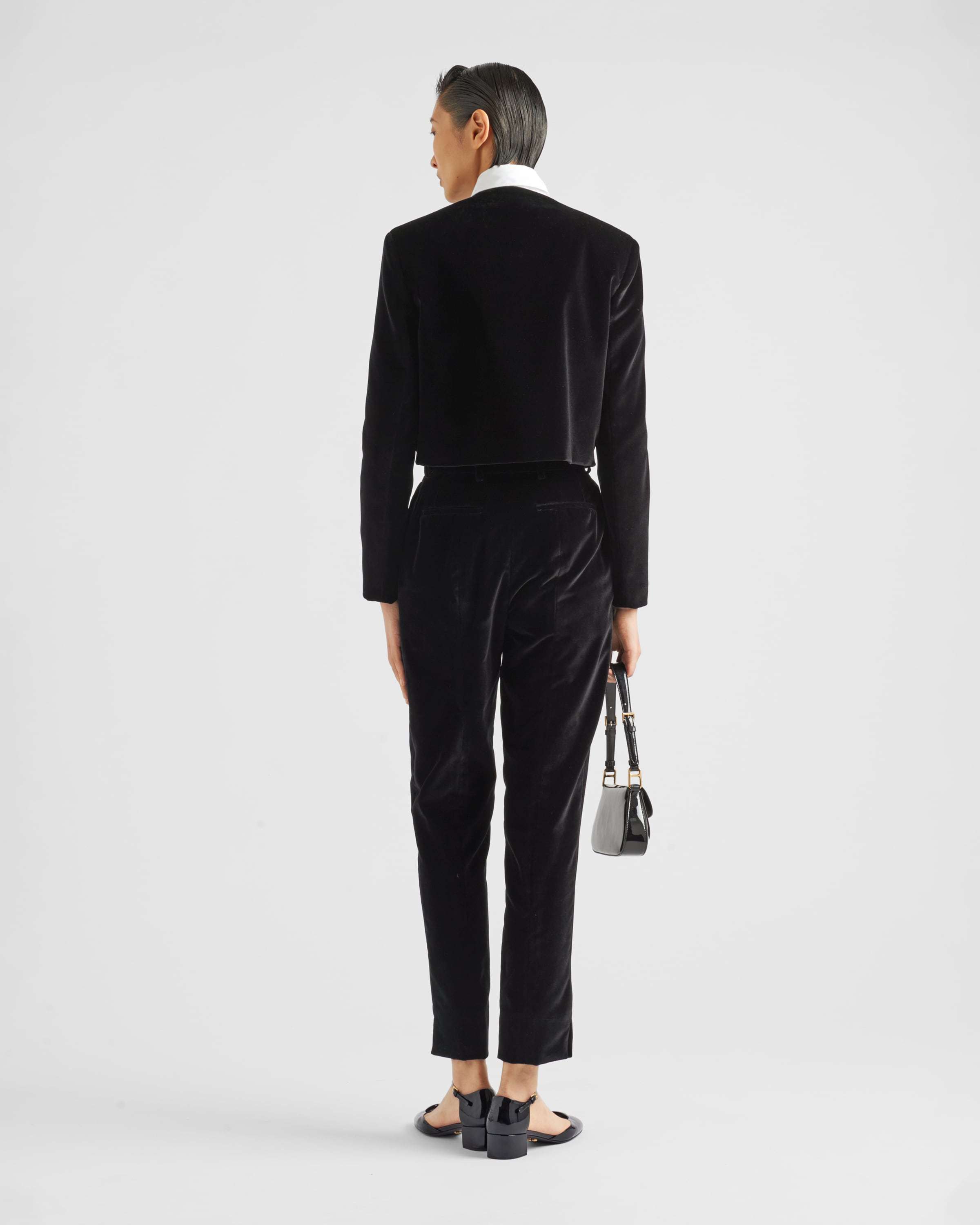 Prada Velvet Straight Trousers In Black