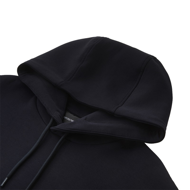 Emporio Armani Patch-detail Drawstring Hoodie In Black