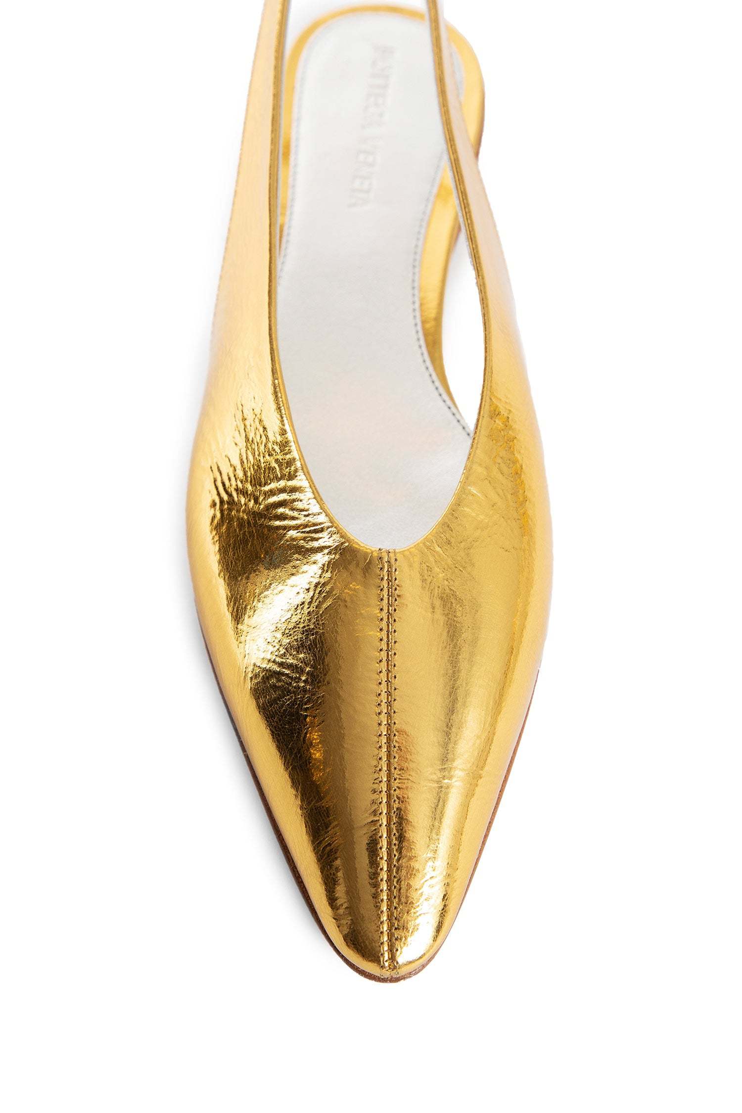 Bottega Veneta Metallic Leather Slingback Ballerina Flats In Golden