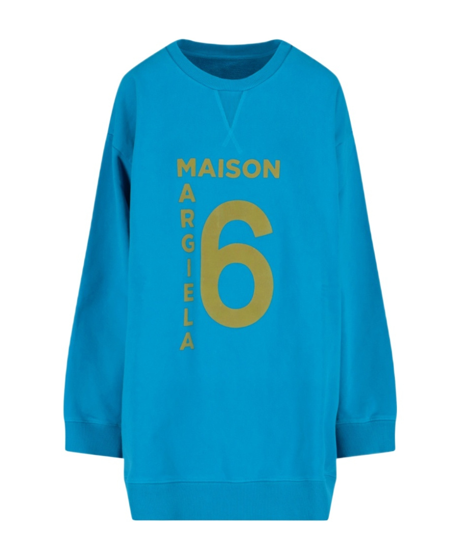 Shop Mm6 Maison Margiela Logo Hoodie In Blue