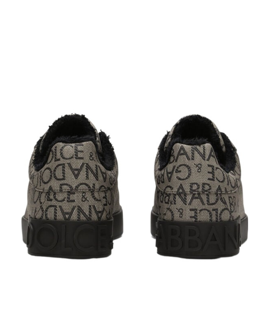 Dolce & Gabbana Jacquard Portofino Low-top Sneakers In Black