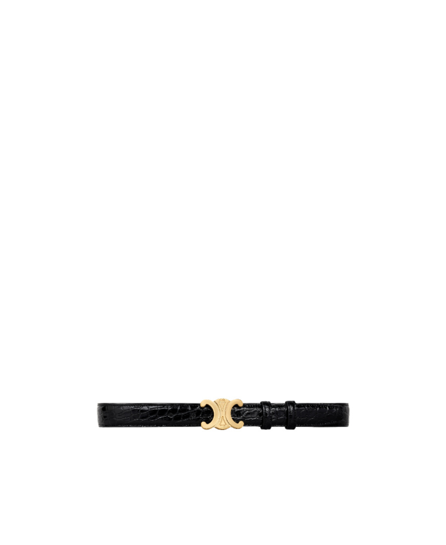 Celine Medium Triomphe Belt In Alligator In Black