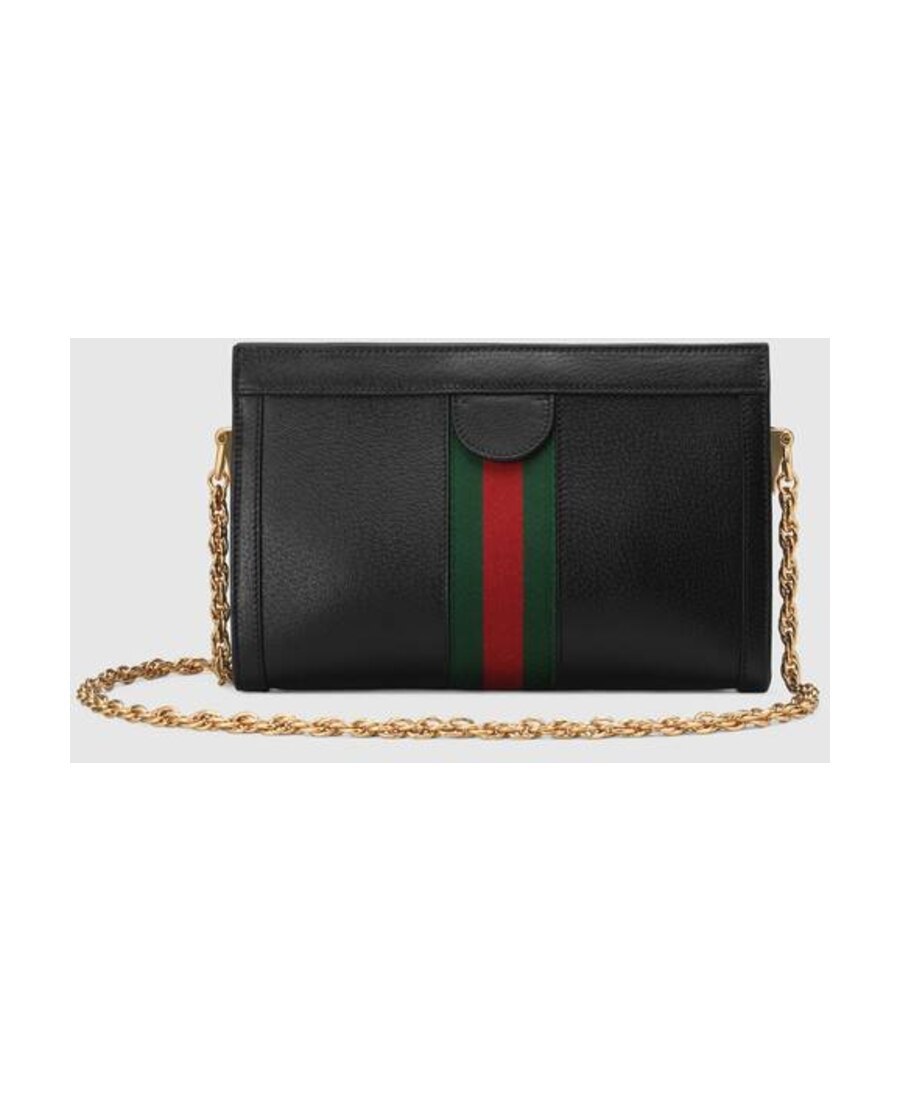 Gucci Ophidia Small Leather Shoulder Bag In Black