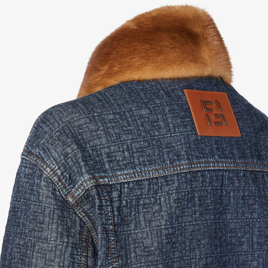 Fendi Dark Blue Ff Denim Blouson In Blue